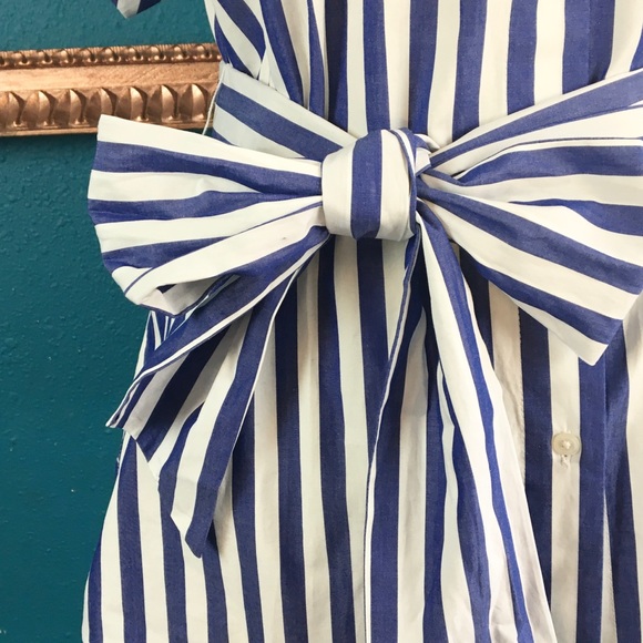 NWT J Crew blue white striped button front top XL - Picture 3 of 8